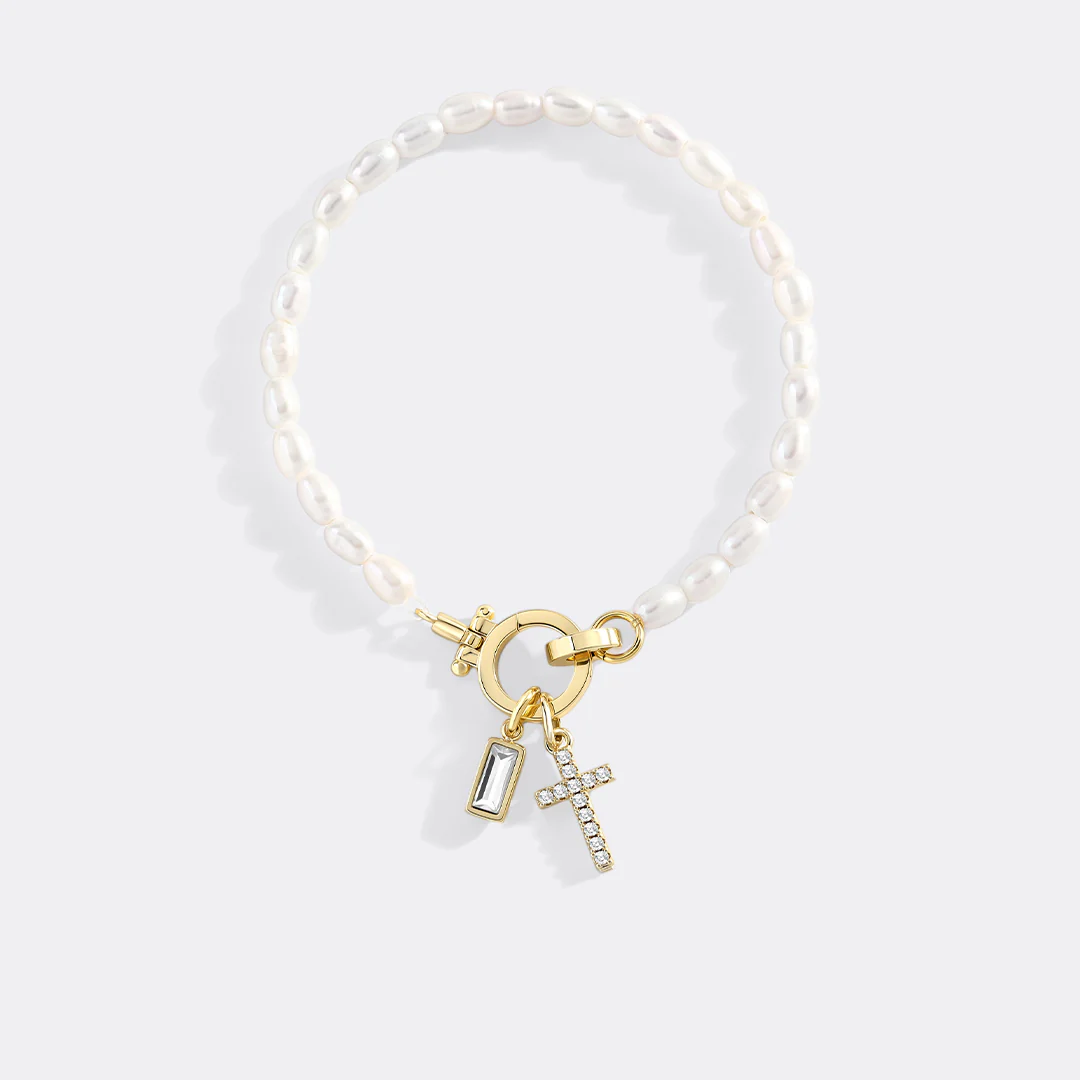 Pearl Cross Charm Bracelet - Image 8