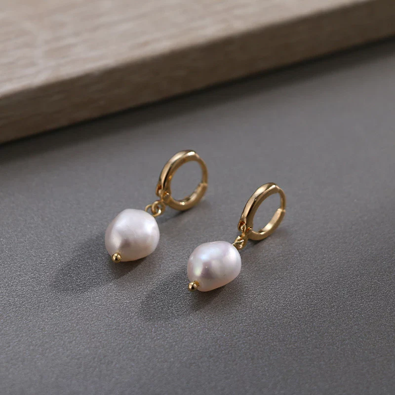 Freshwater Pearl Drop Huggie Earrings - Image 13