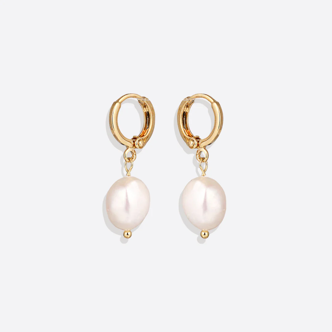 Freshwater Pearl Drop Huggie Earrings - Image 25