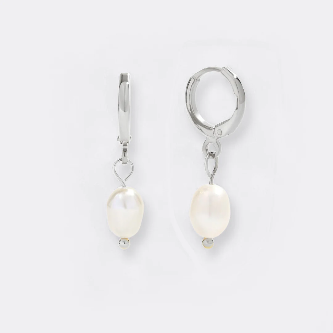 Freshwater Pearl Drop Huggie Earrings - Image 41