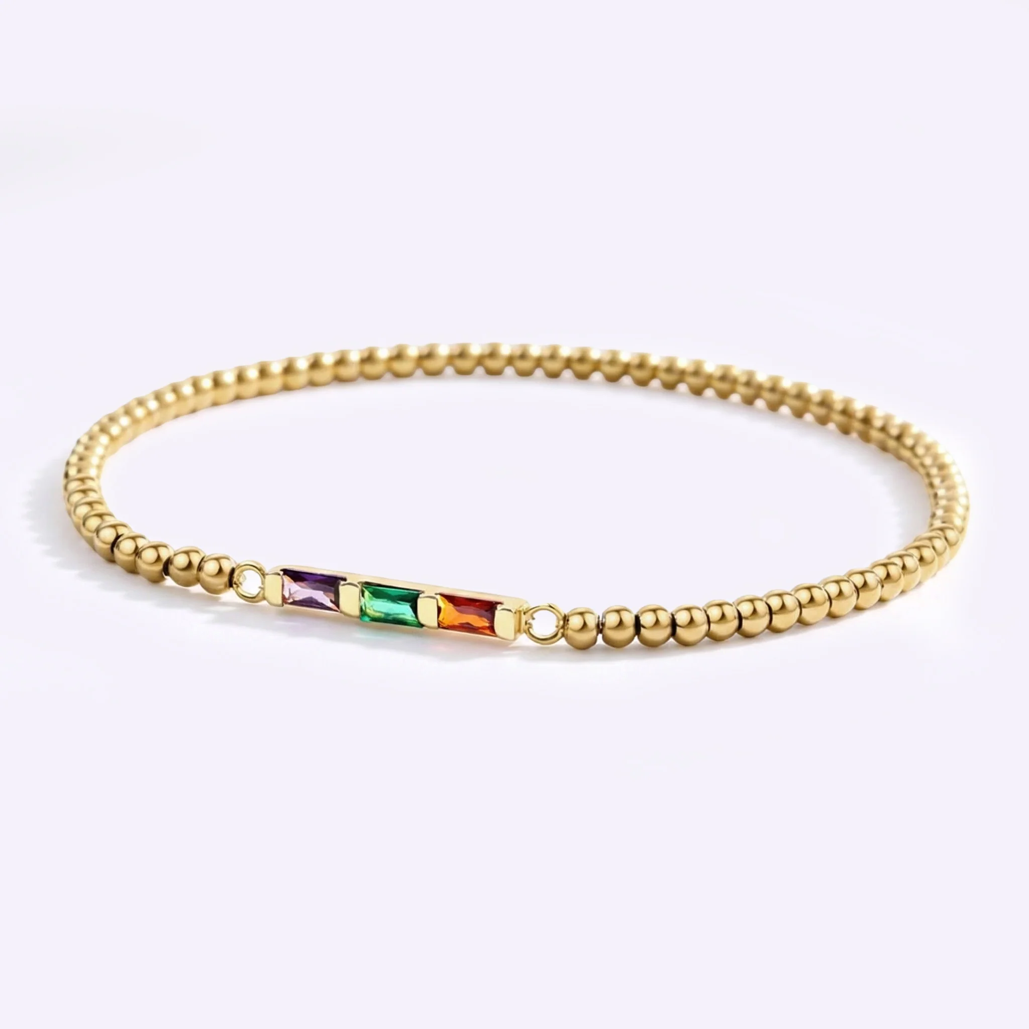 Personalized Baguette Birthstone Beaded Bracelet - Image 5