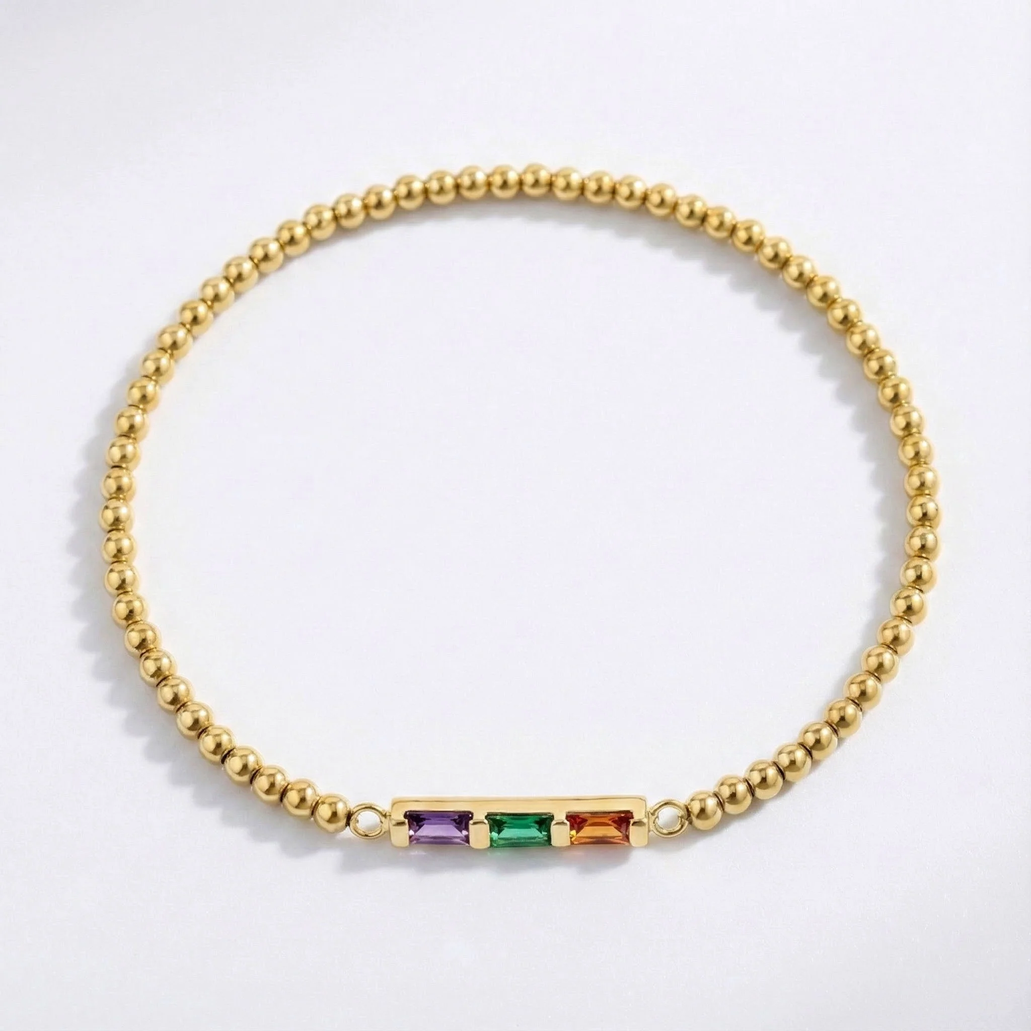 Personalized Baguette Birthstone Beaded Bracelet - Image 6