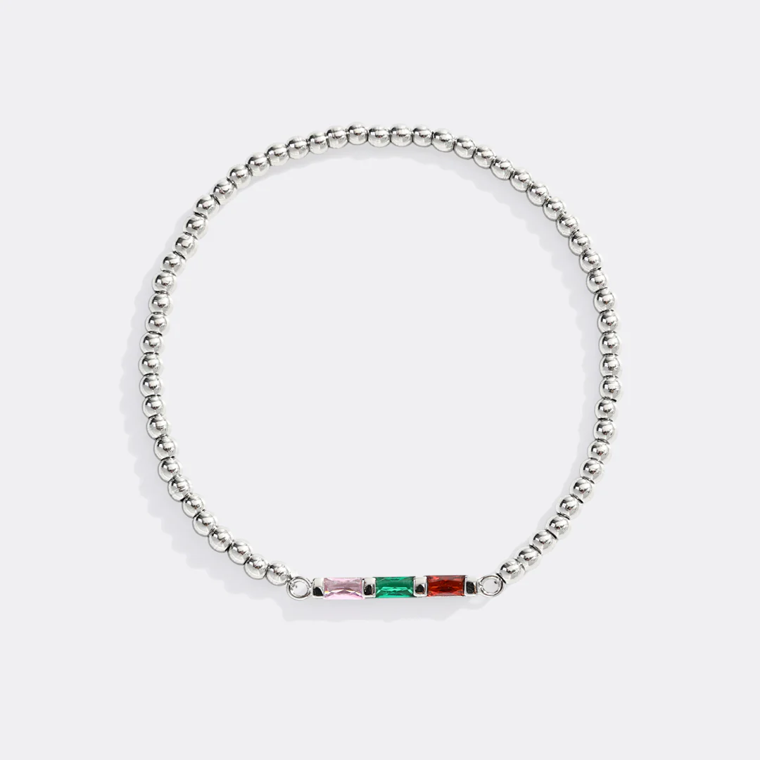 Personalized Baguette Birthstone Beaded Bracelet - Image 7