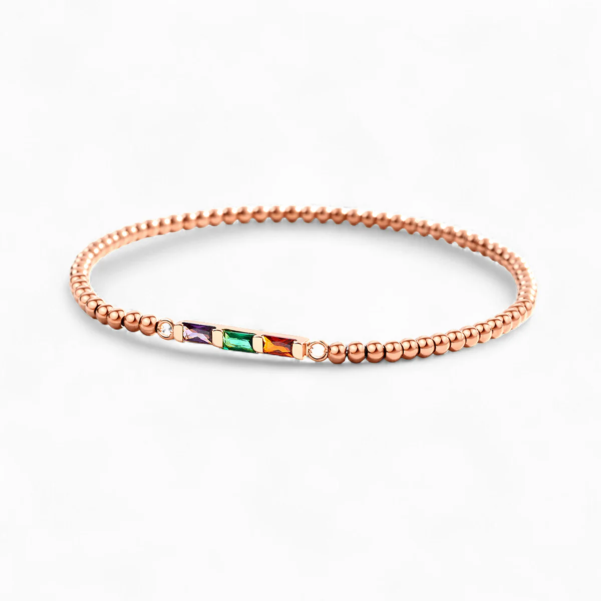 Personalized Baguette Birthstone Beaded Bracelet - Image 8