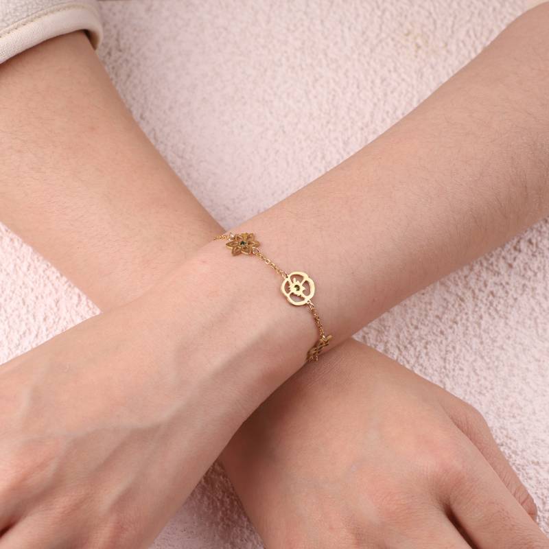 Personalized Birth Flower Charm Bracelet - Image 11