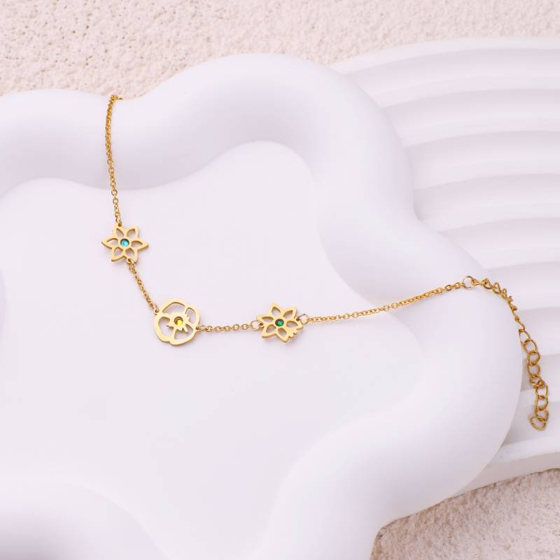 Personalized Birth Flower Charm Bracelet - Image 12