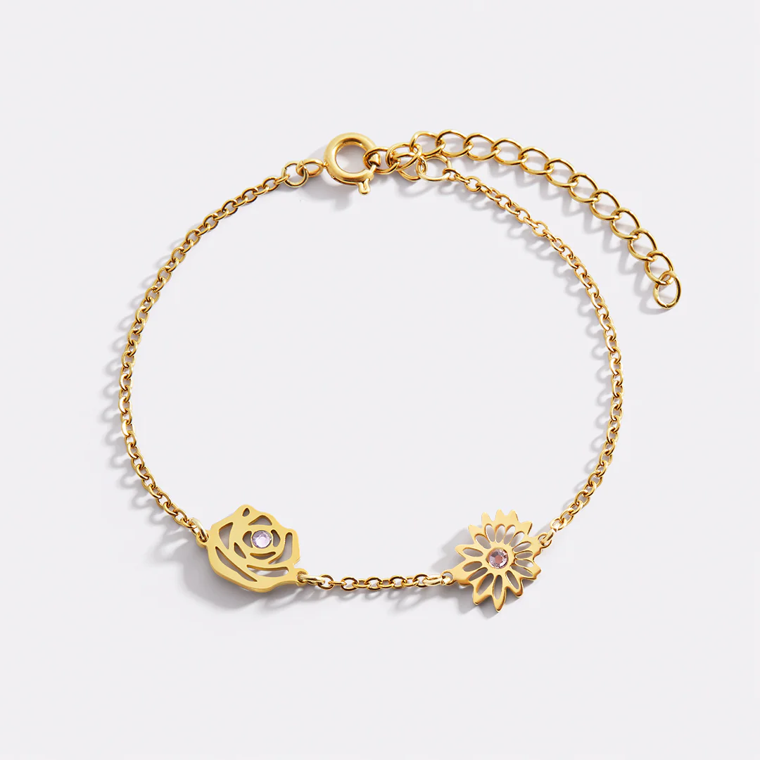 Personalized Birth Flower Charm Bracelet - Image 15
