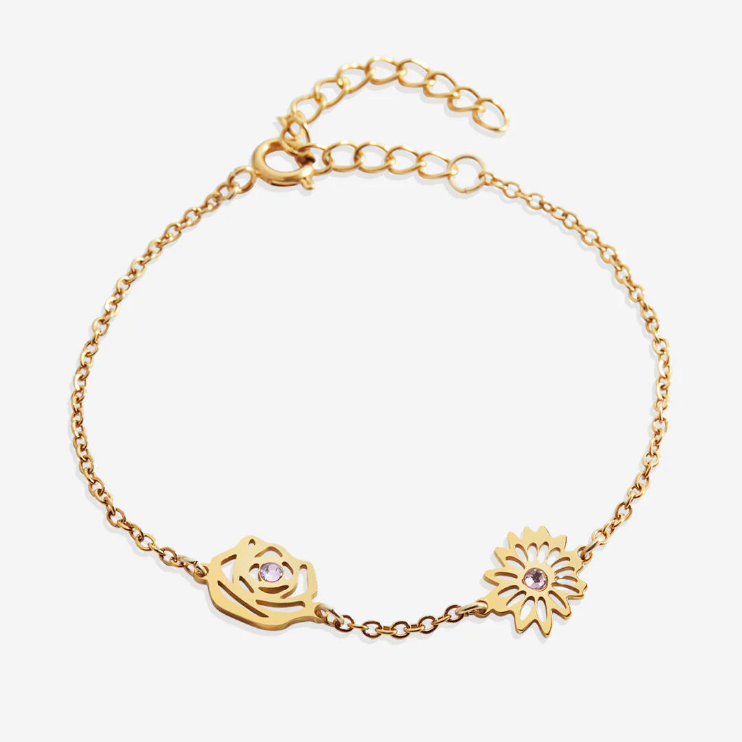 Personalized Birth Flower Charm Bracelet - Image 20
