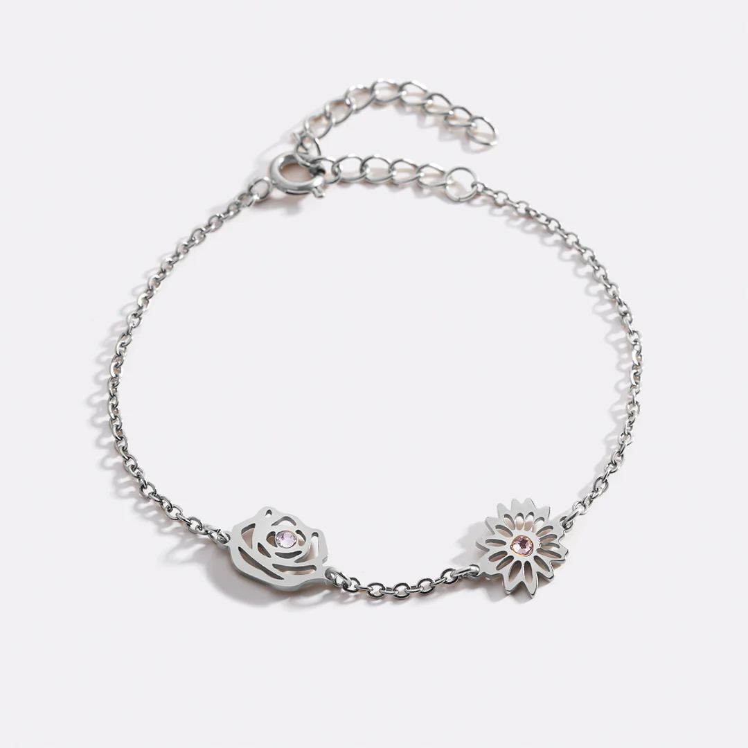 Personalized Birth Flower Charm Bracelet - Image 21