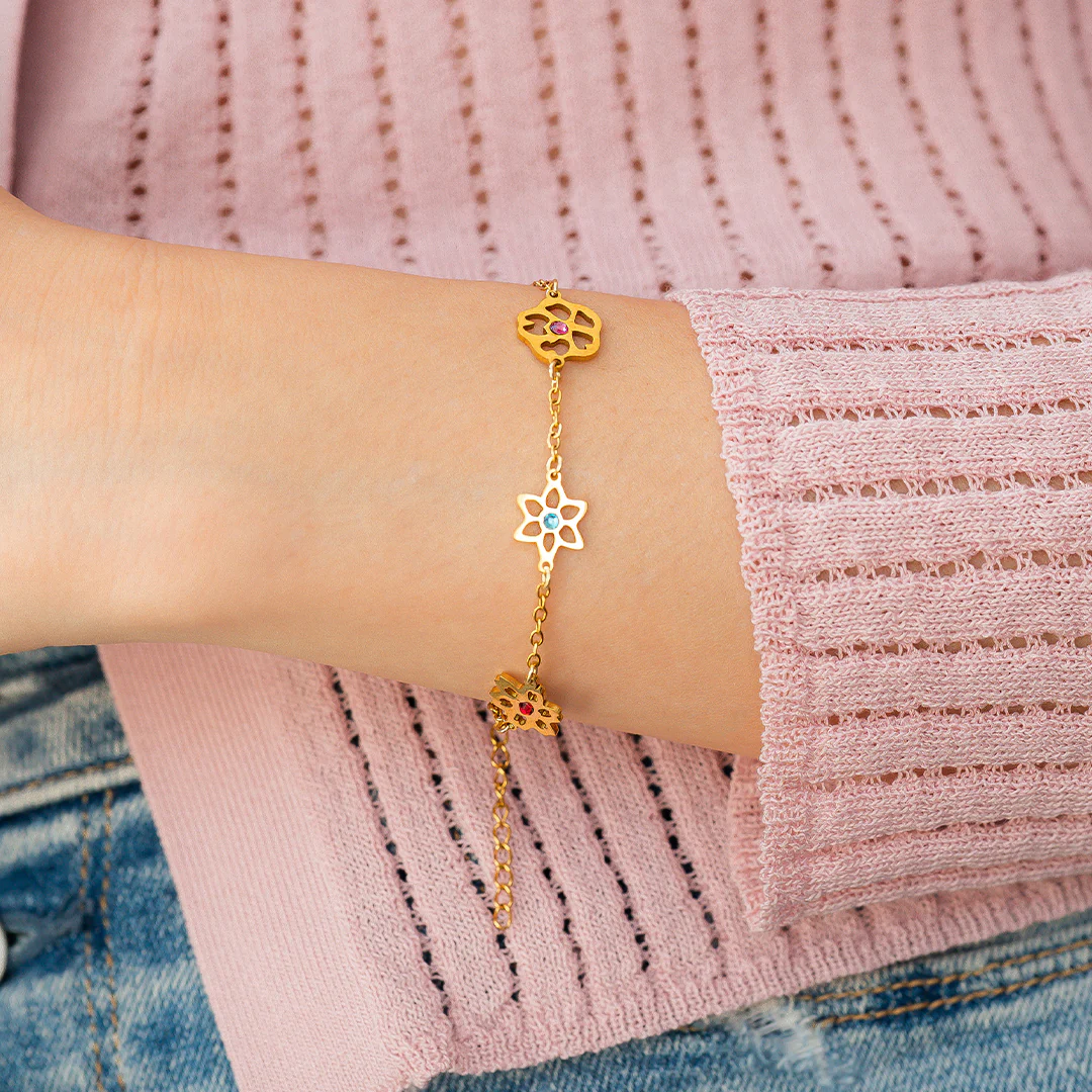 Personalized Birth Flower Charm Bracelet - Image 23