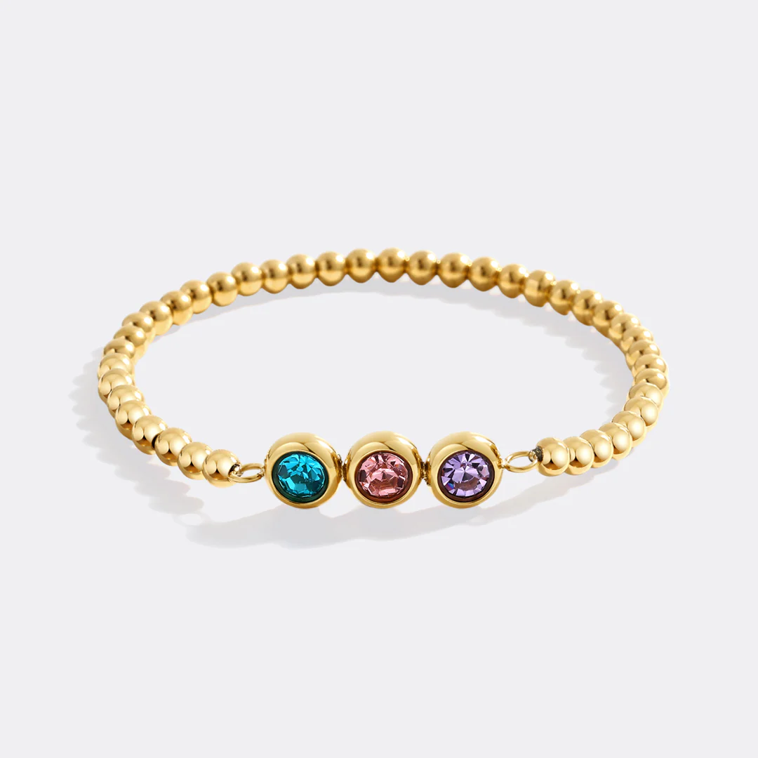 Personalized Birthstone Beaded Bracelet - Image 3
