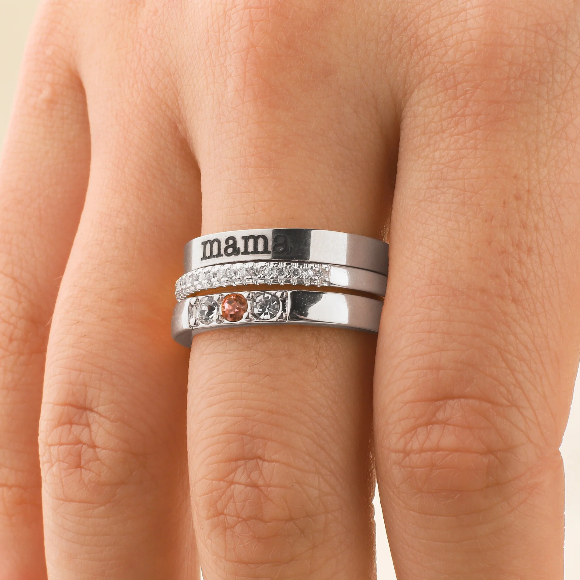 Personalized Name Birthstones Stacking Rings - Image 10