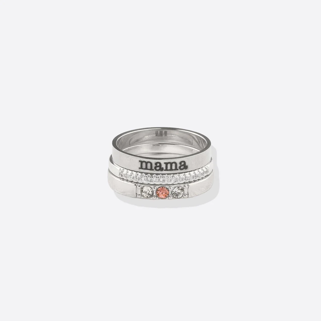 Personalized Name Birthstones Stacking Rings - Image 19