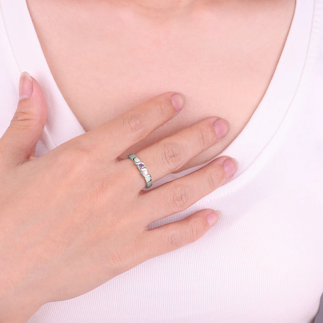 Personalized Wave Birthstones Ring - Image 11