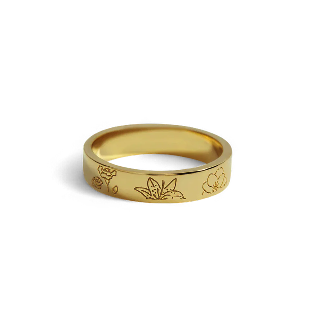 Personalized Stamped Flower Ring