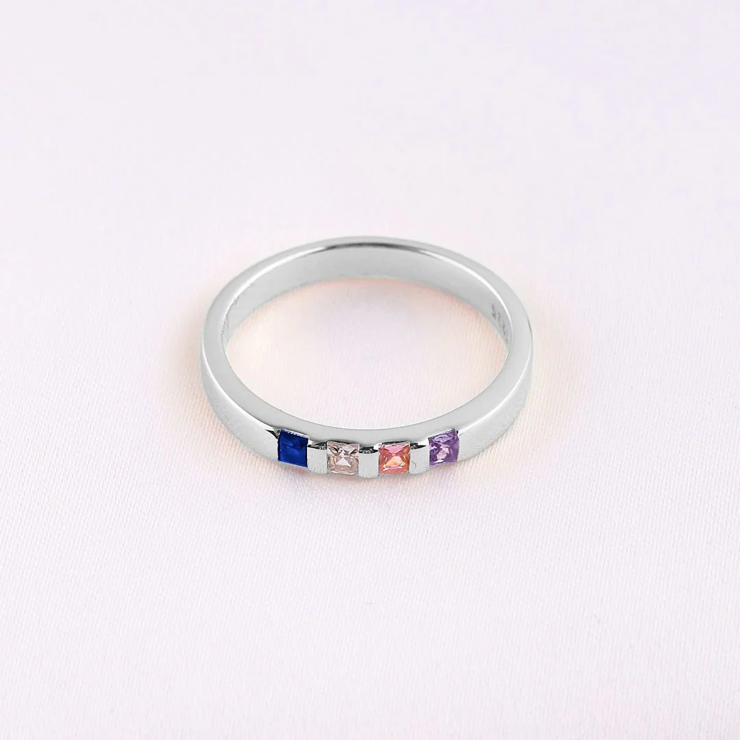 Princess-Cut Birthstone Band Ring - Image 21