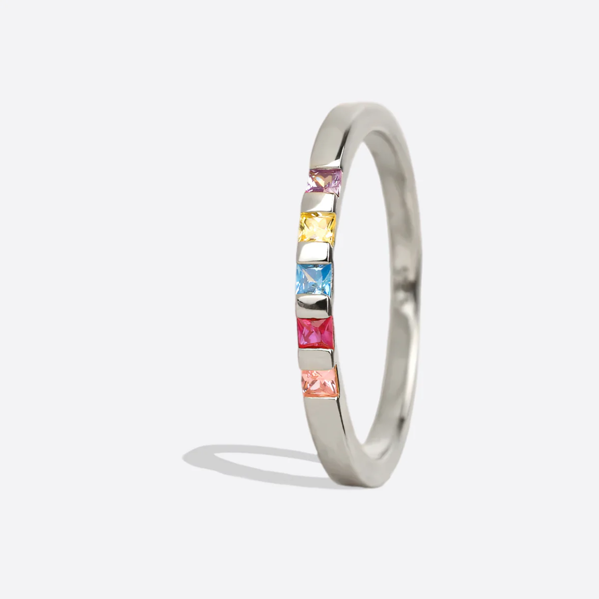 Princess-Cut Birthstone Band Ring - Image 46