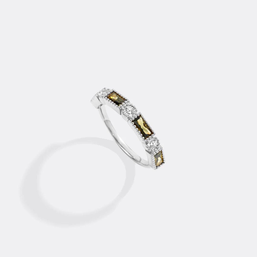 Personalized Round and Baguette Birthstone Ring - Image 11