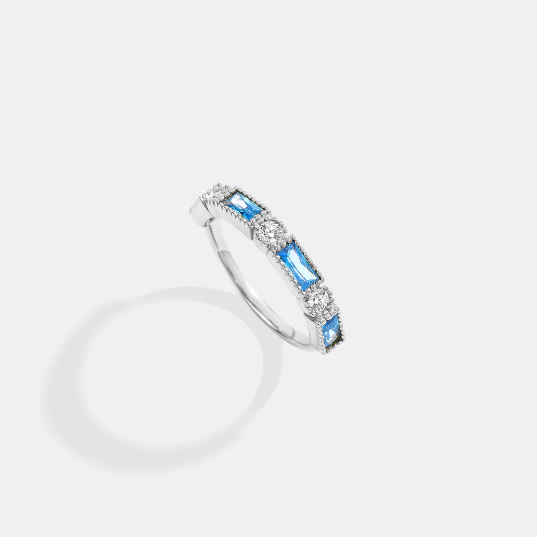 Personalized Round and Baguette Birthstone Ring - Image 13