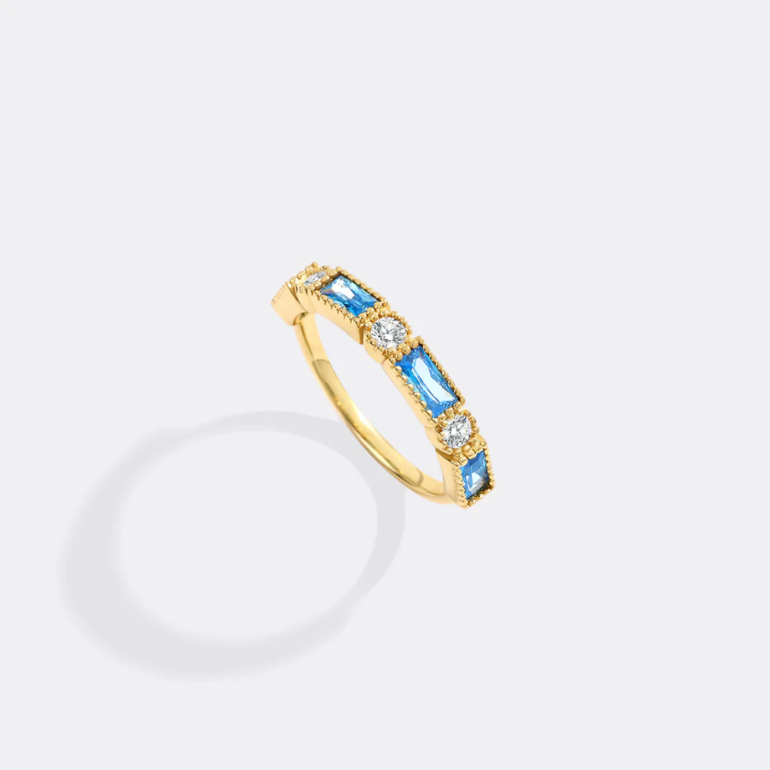 Personalized Round and Baguette Birthstone Ring - Image 14