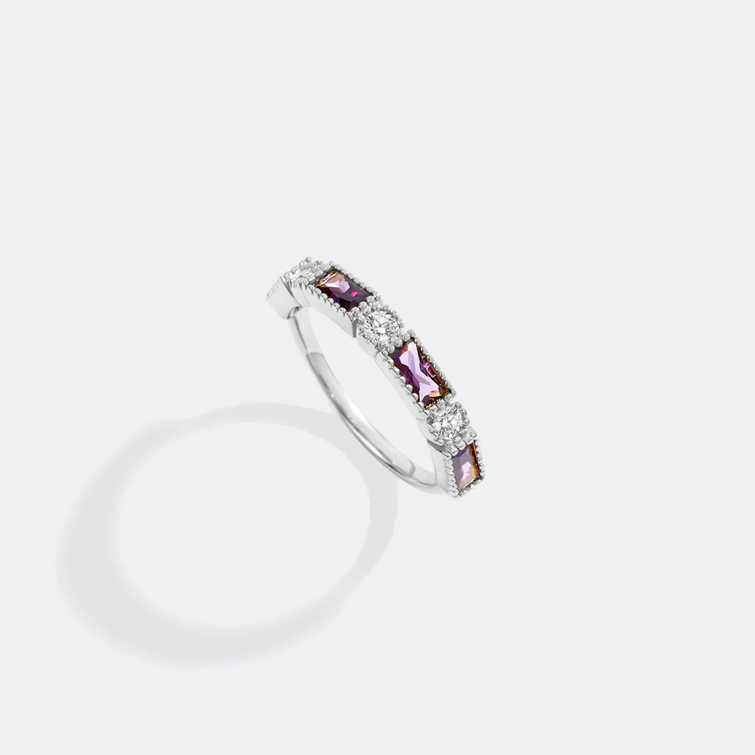 Personalized Round and Baguette Birthstone Ring - Image 15