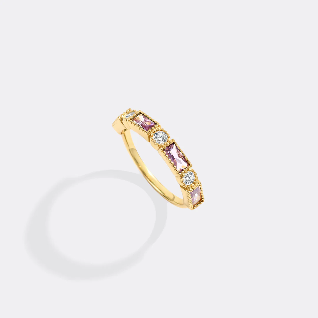 Personalized Round and Baguette Birthstone Ring - Image 21