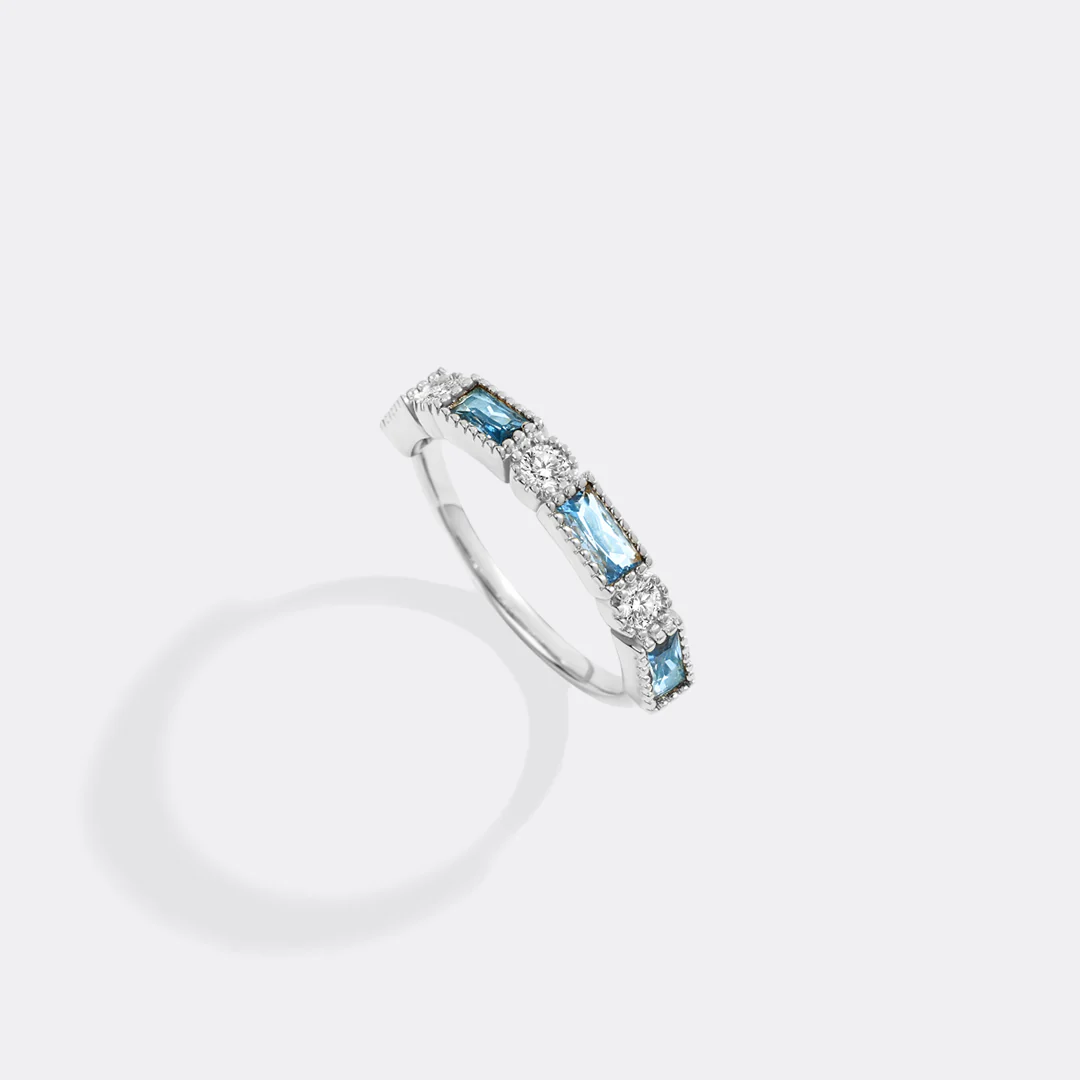 Personalized Round and Baguette Birthstone Ring - Image 22