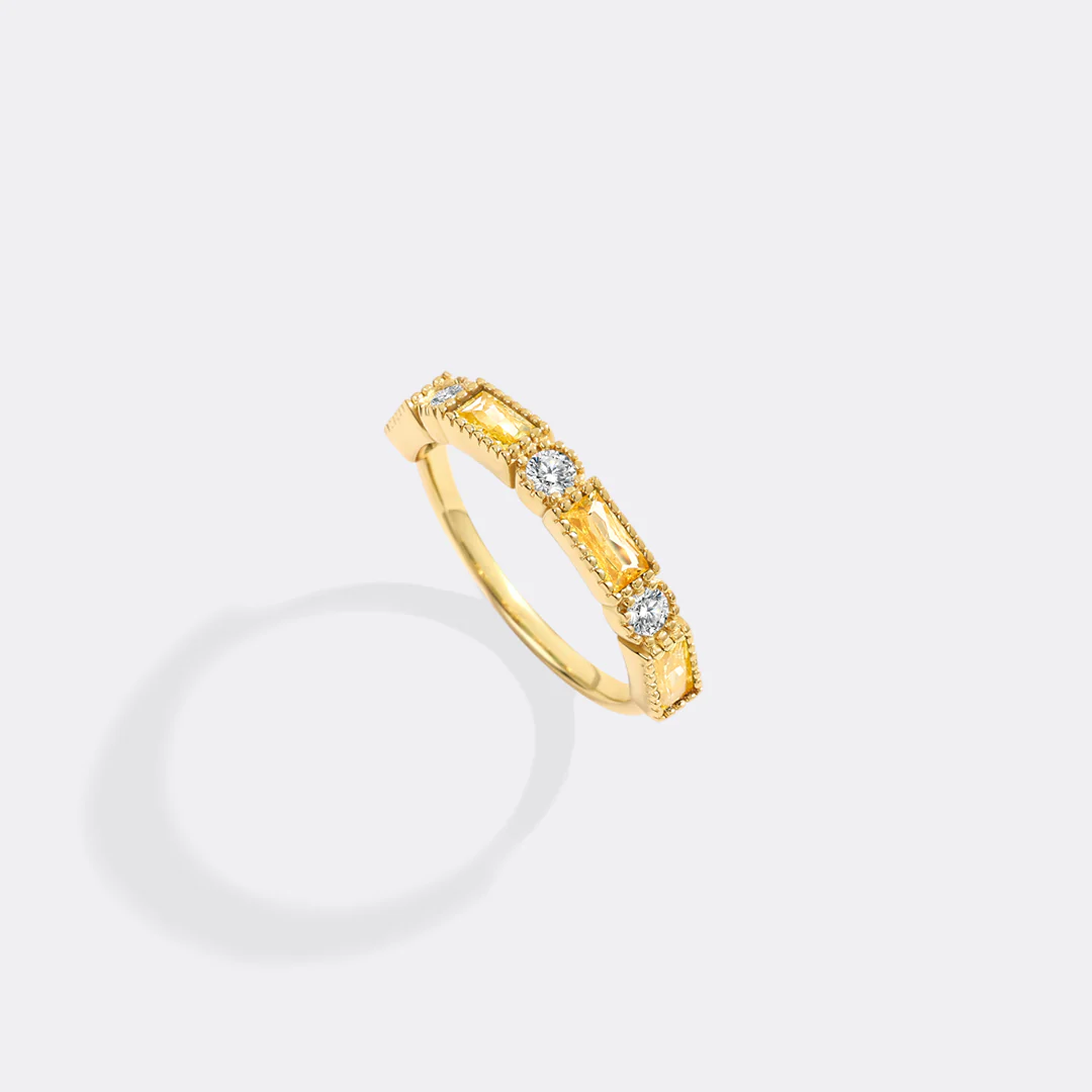 Personalized Round and Baguette Birthstone Ring - Image 27