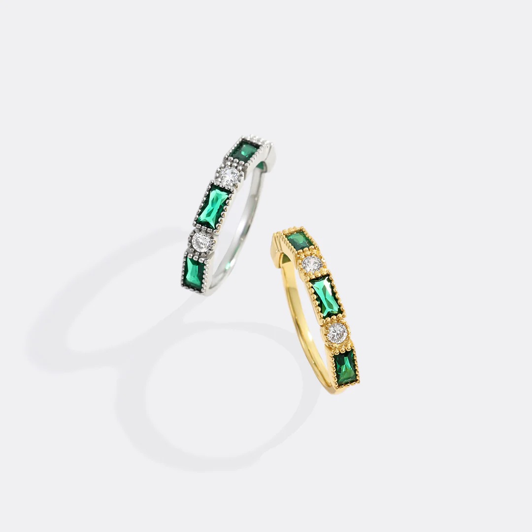 Personalized Round and Baguette Birthstone Ring - Image 6