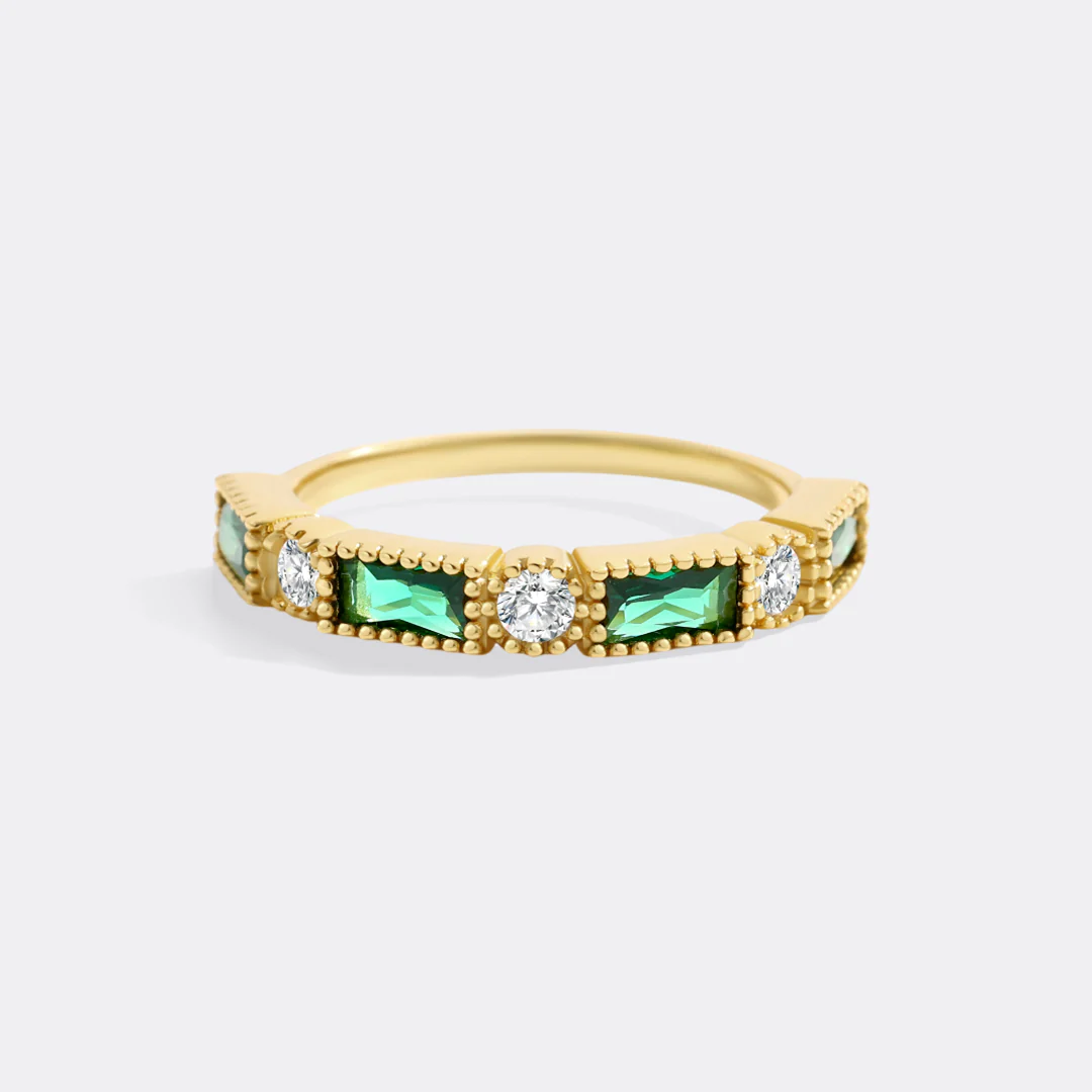 Personalized Round and Baguette Birthstone Ring - Image 8