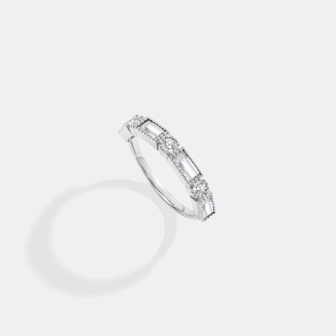 Personalized Round and Baguette Birthstone Ring - Image 9