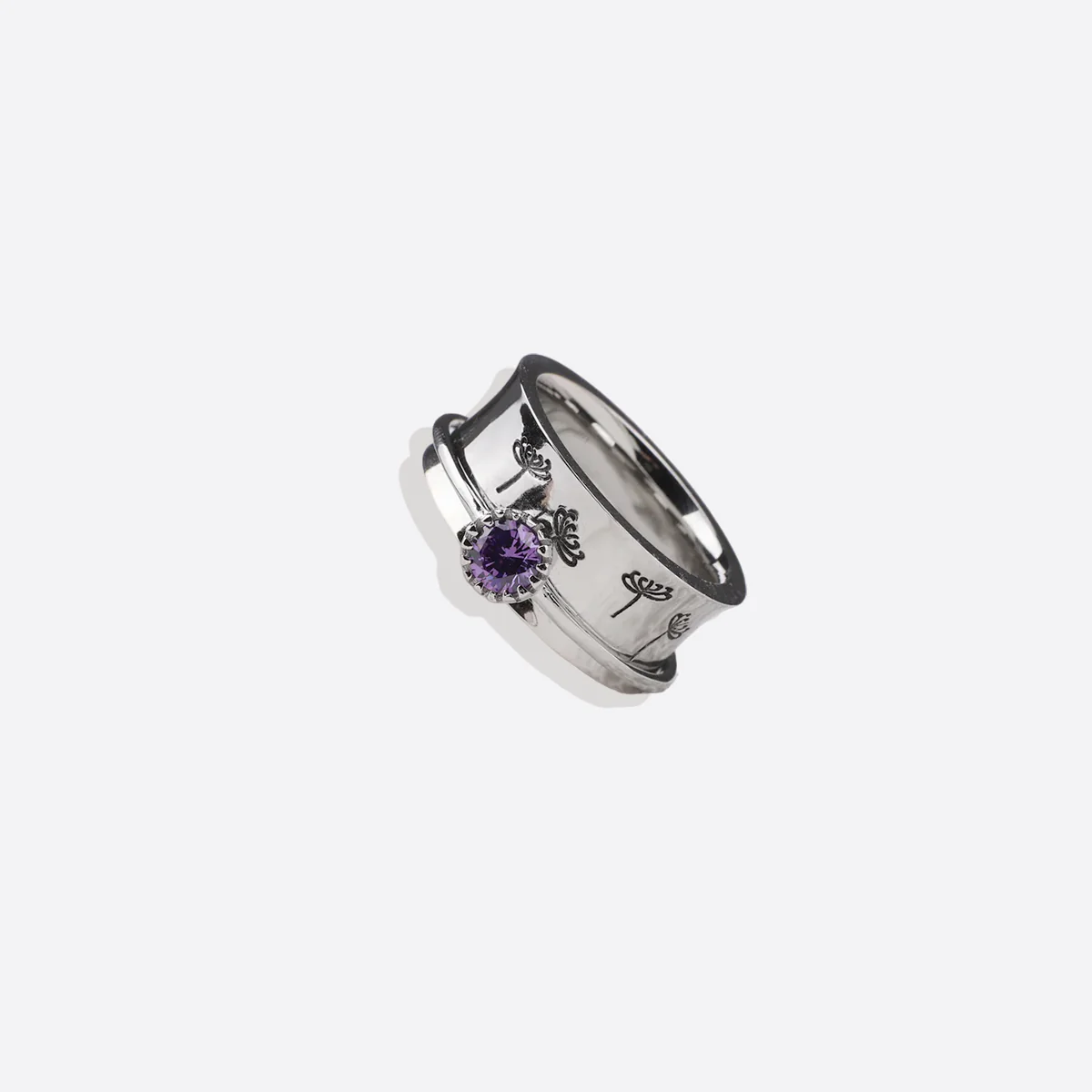 Silver Dandelion Birthstone Spinning Fidget Ring - Image 97