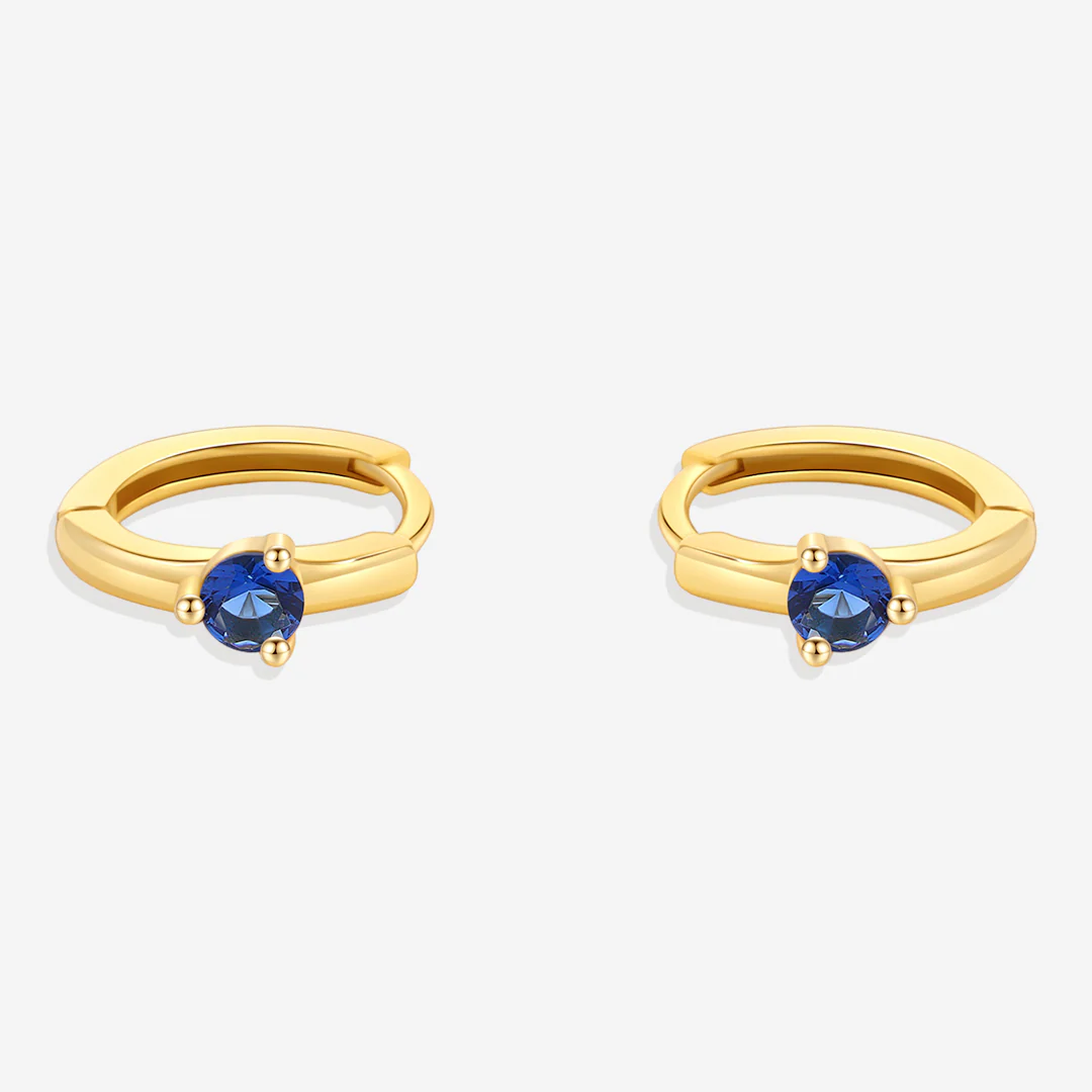 Solitaire Birthstone Huggie Hoop Earrings - Image 13