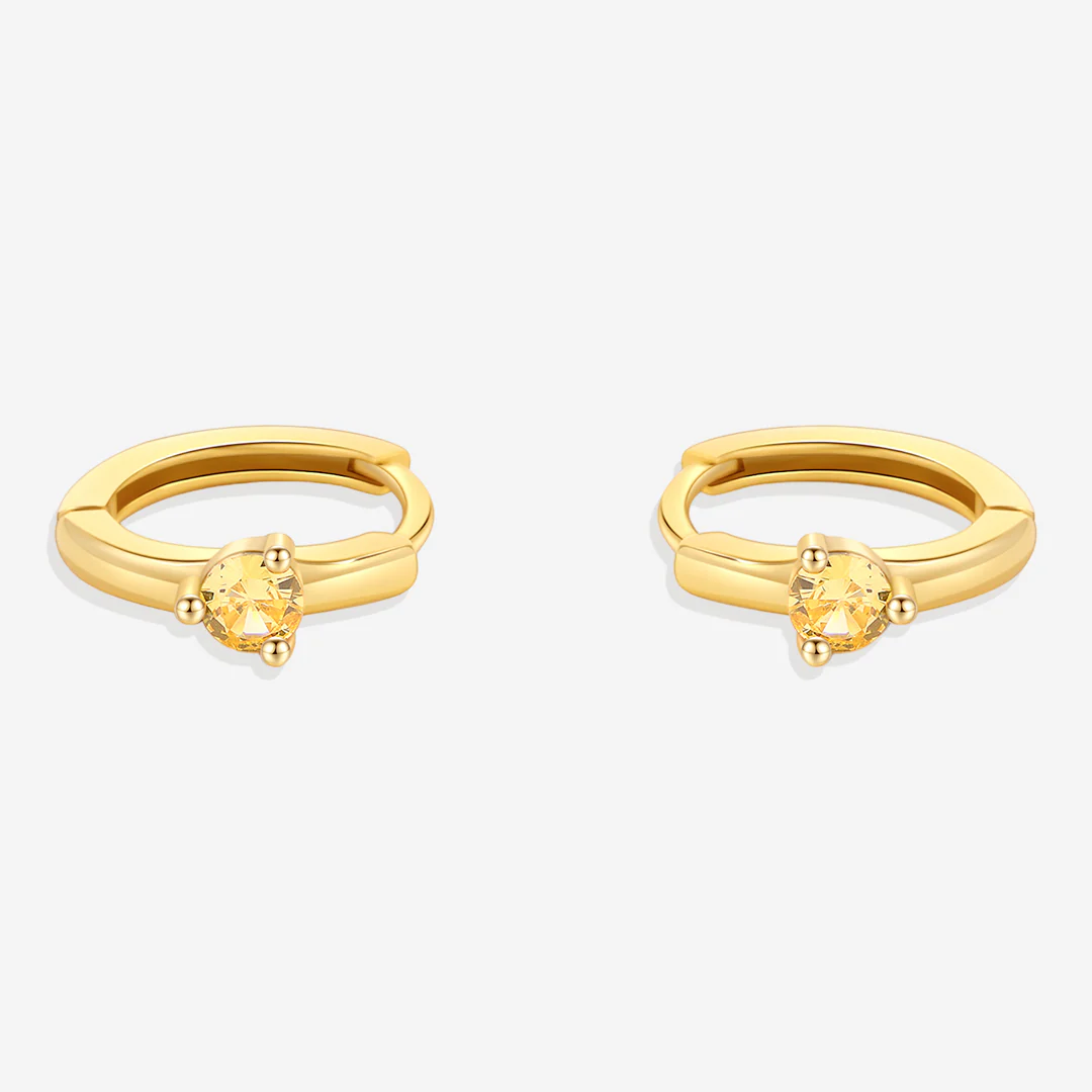 Solitaire Birthstone Huggie Hoop Earrings - Image 15