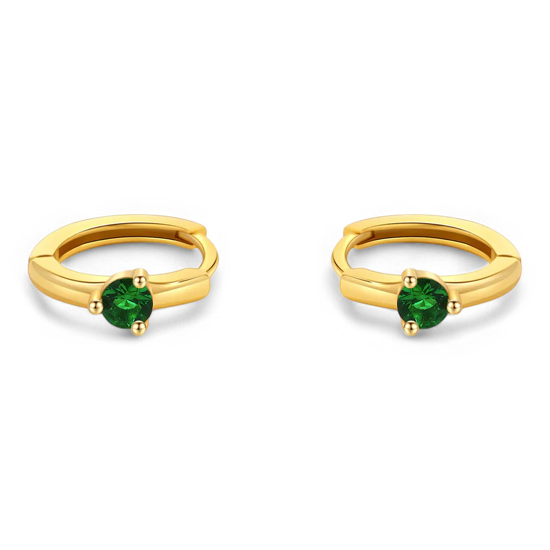 Solitaire Birthstone Huggie Hoop Earrings - Image 26