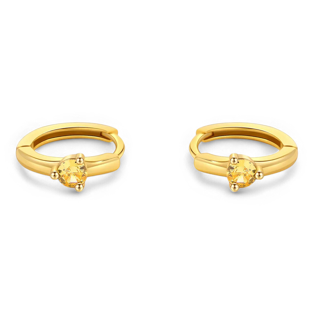 Solitaire Birthstone Huggie Hoop Earrings - Image 27