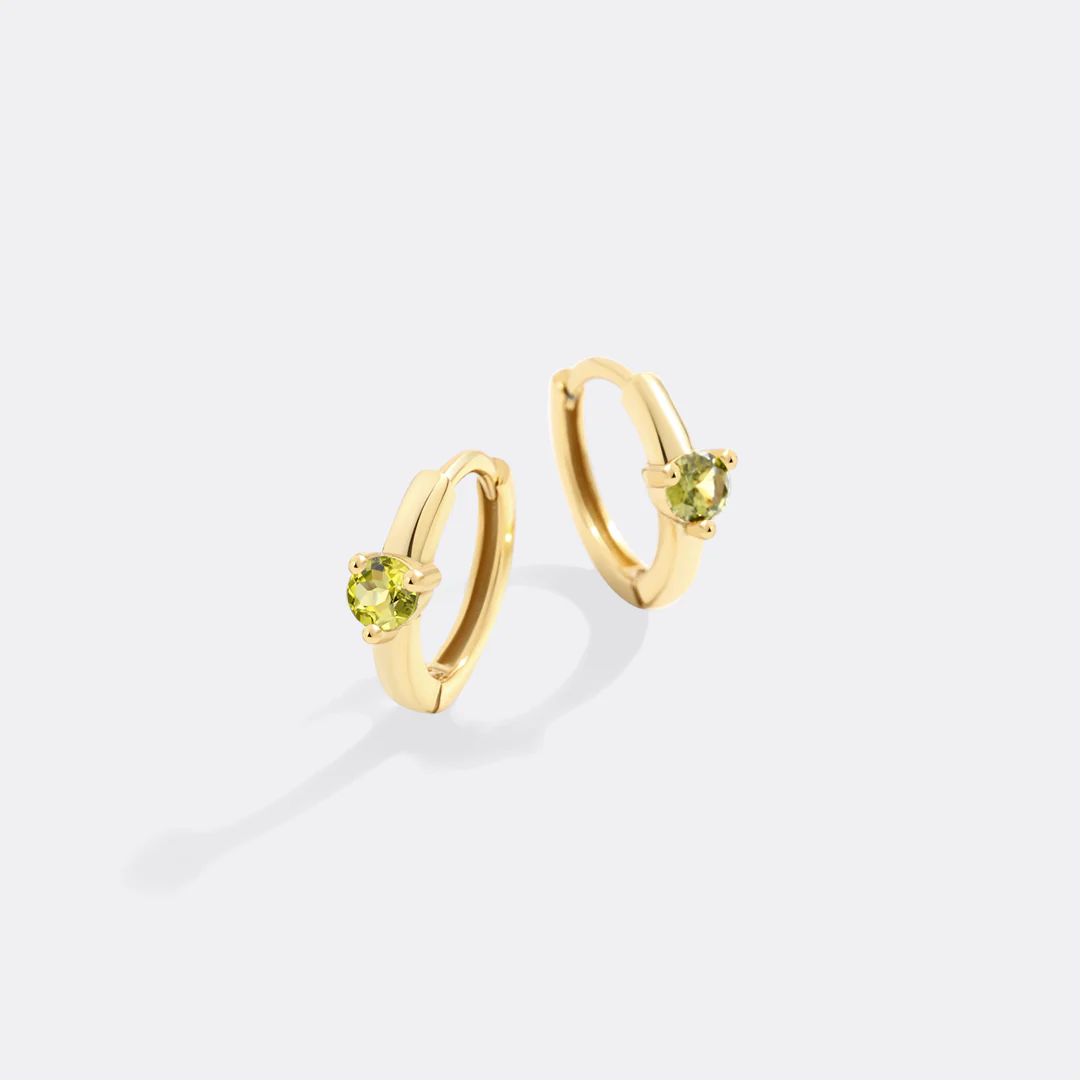 Solitaire Birthstone Huggie Hoop Earrings - Image 50