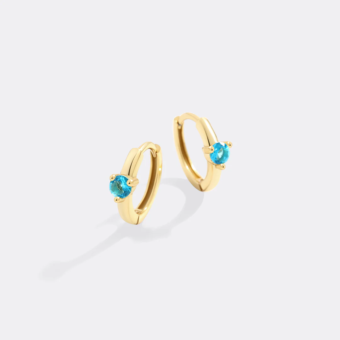 Solitaire Birthstone Huggie Hoop Earrings - Image 51