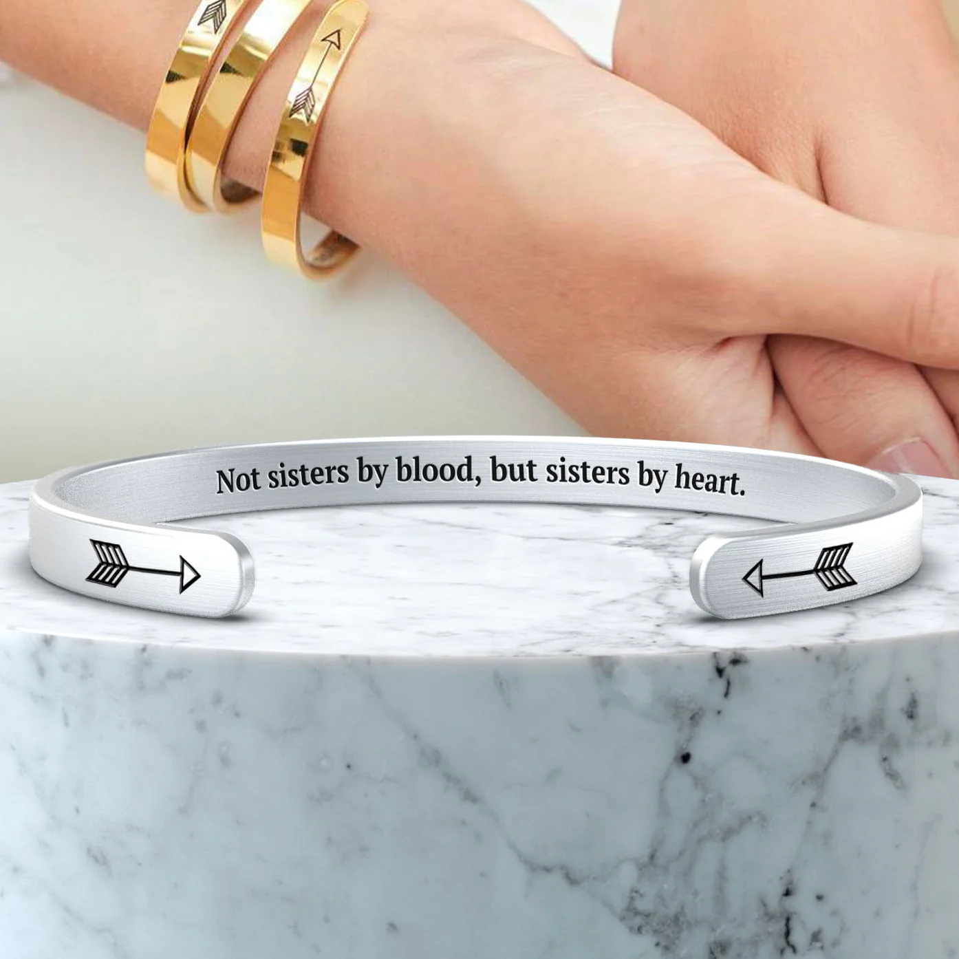 Not Sisters By Blood But Sisters By Heart Cuff Bracelet - Image 34