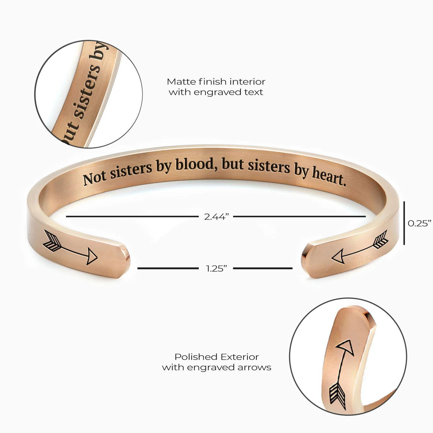 Not Sisters By Blood But Sisters By Heart Cuff Bracelet - Image 36