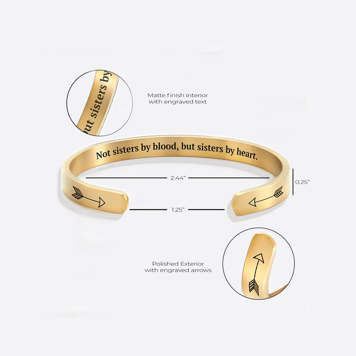 Not Sisters By Blood But Sisters By Heart Cuff Bracelet - Image 44