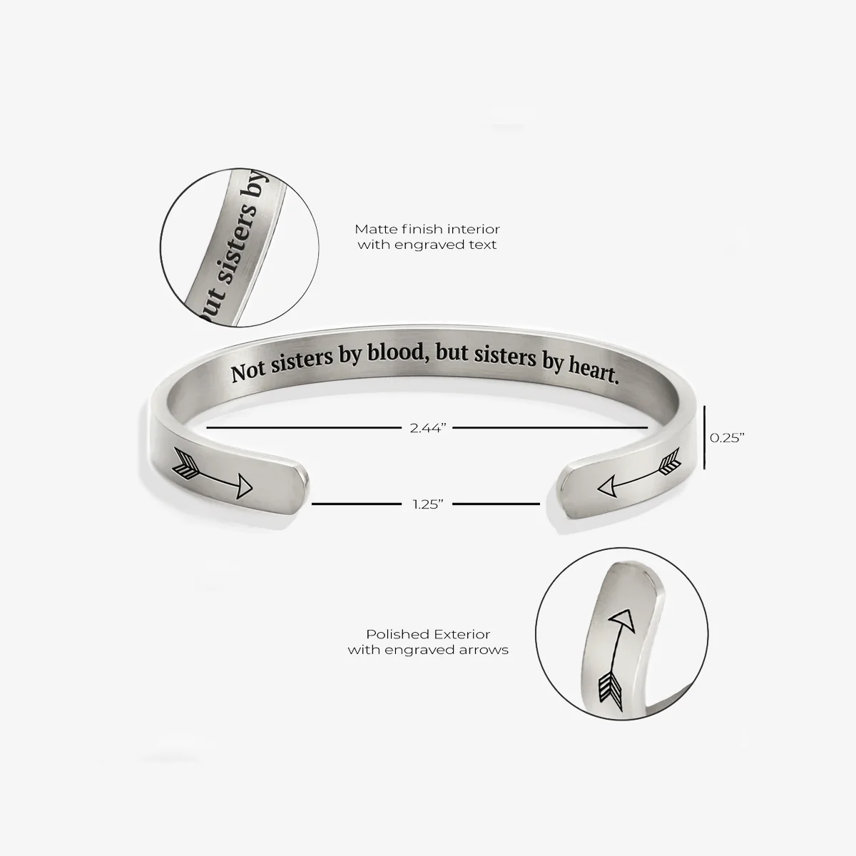 Not Sisters By Blood But Sisters By Heart Cuff Bracelet - Image 50