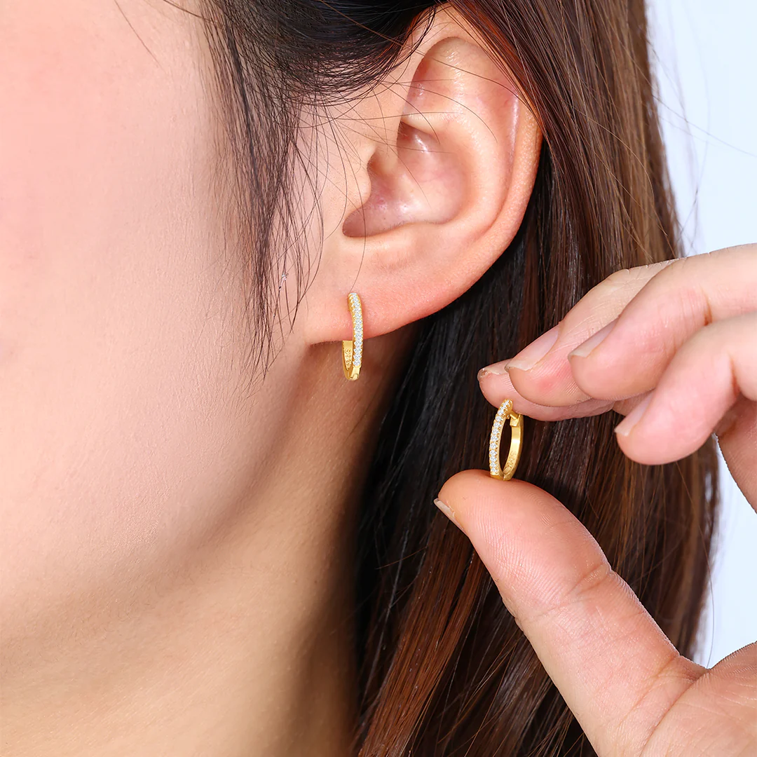 Small Dainty Pave Earring - Image 7