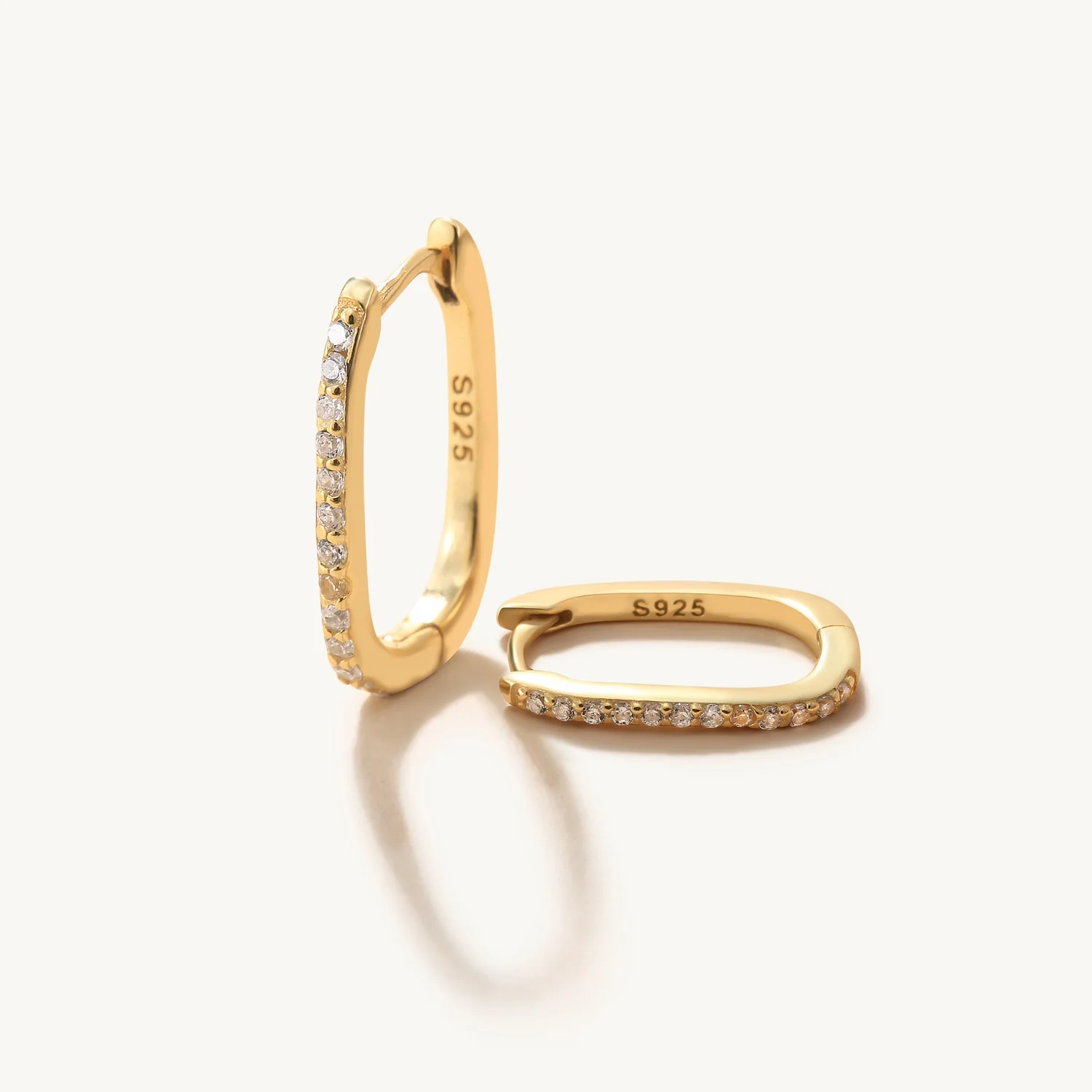 Square Pave Hoop Earrings - Image 4