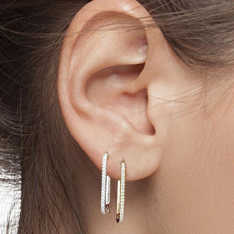 Square Pave Hoop Earrings - Image 5