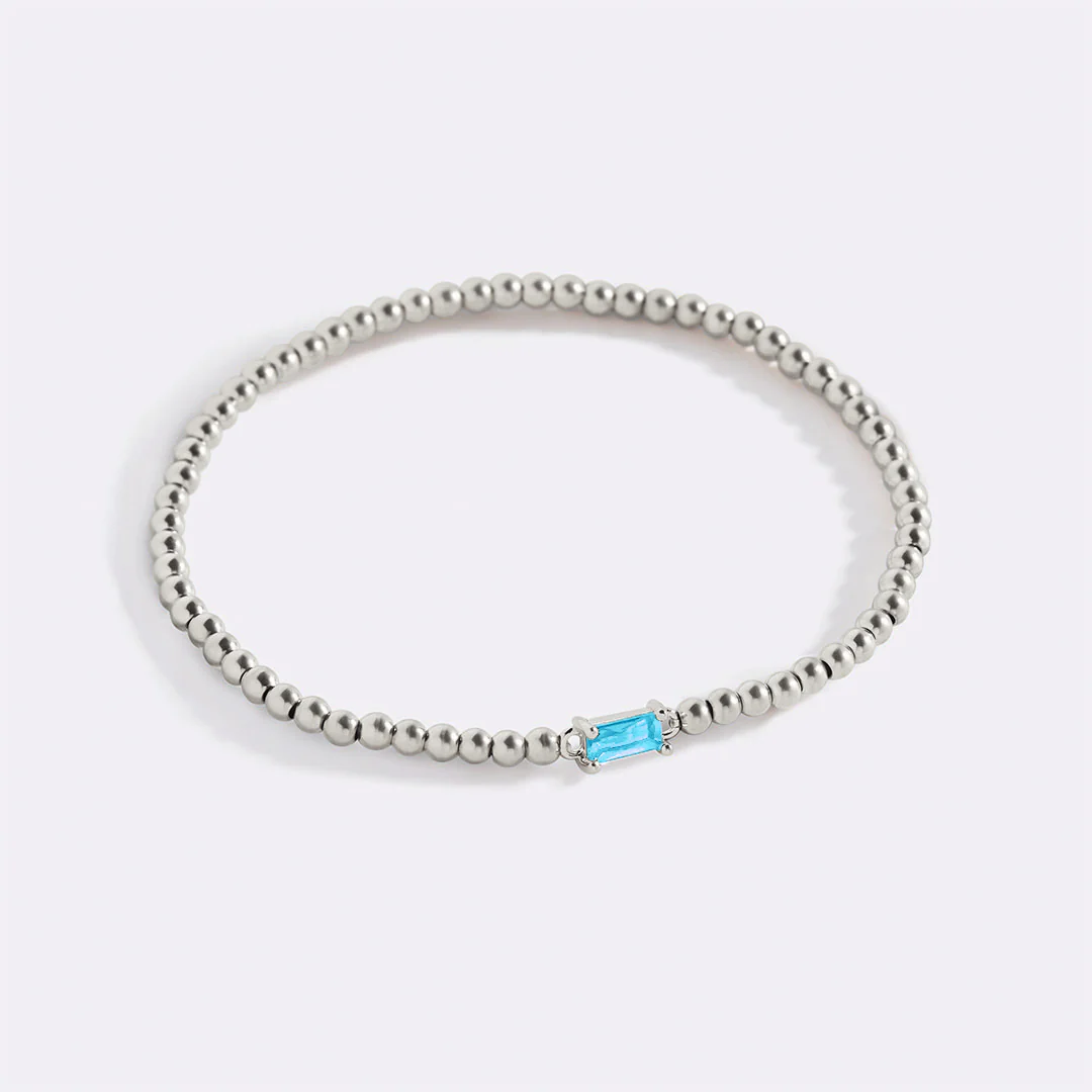 Sterling Silver Beaded Birthstone Bracelet - Image 10