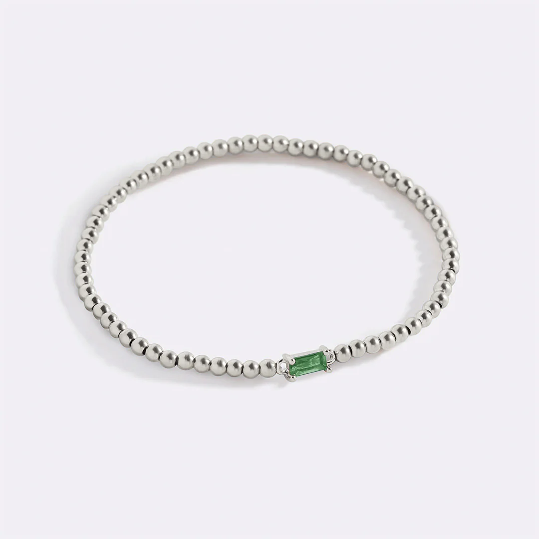 Sterling Silver Beaded Birthstone Bracelet - Image 14
