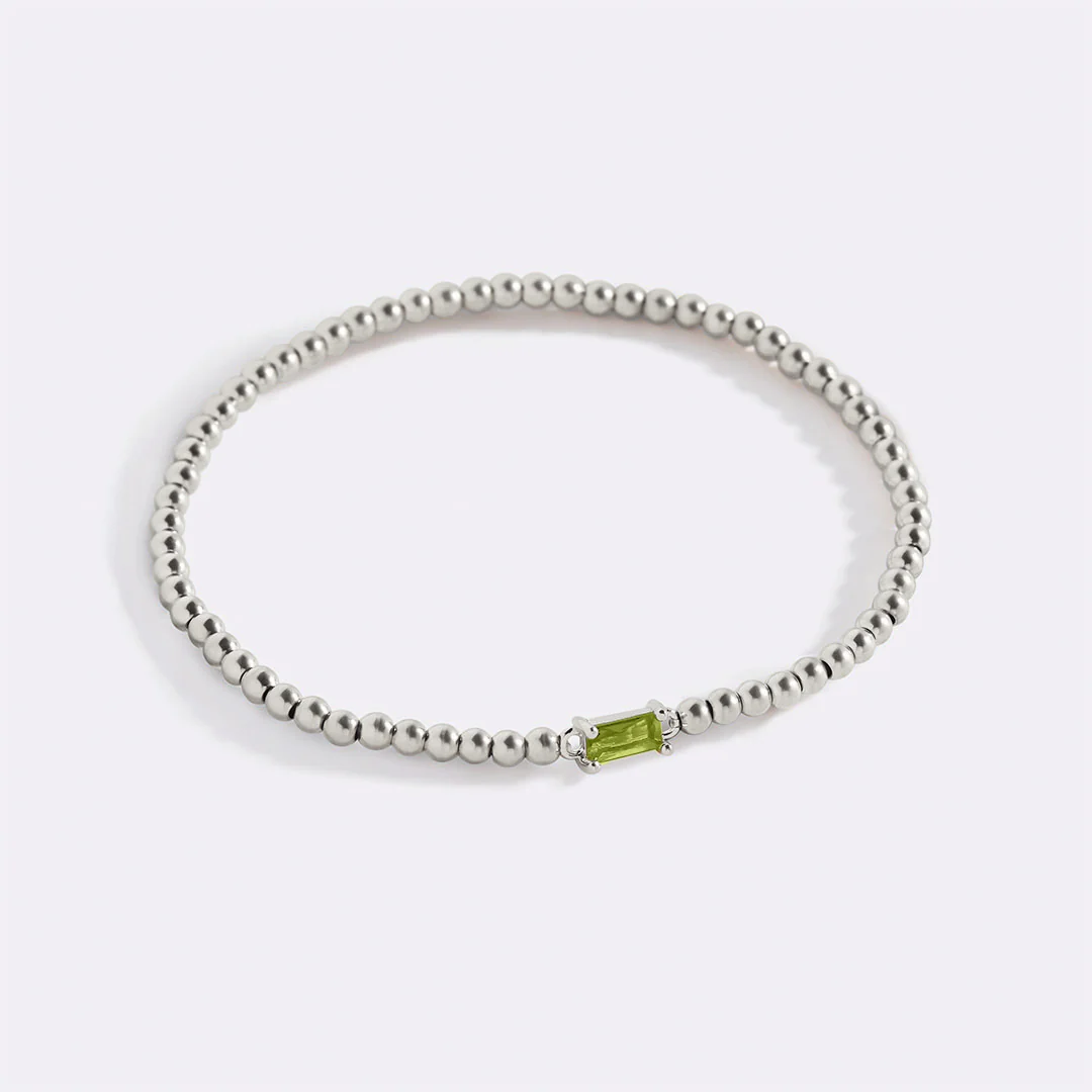 Sterling Silver Beaded Birthstone Bracelet - Image 20