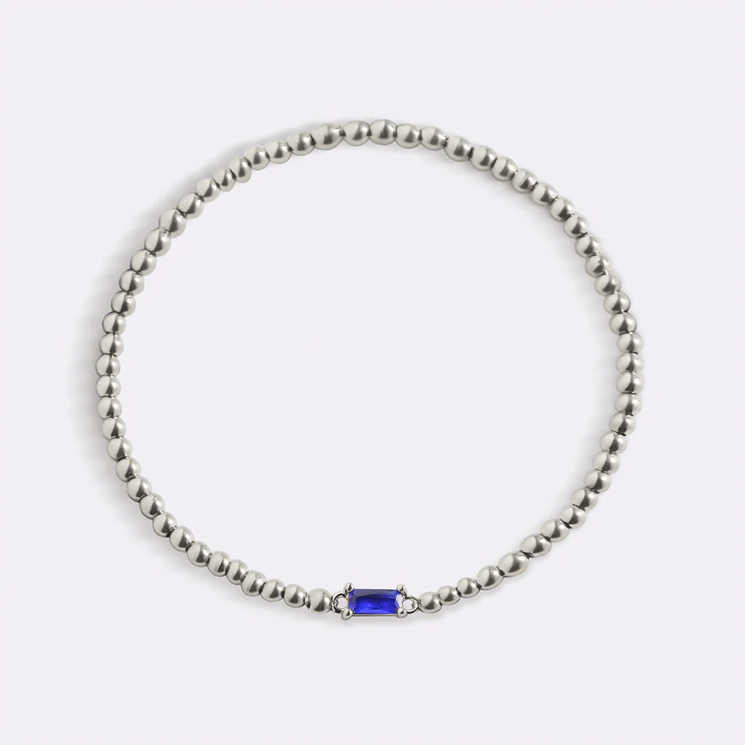 Sterling Silver Beaded Birthstone Bracelet - Image 21