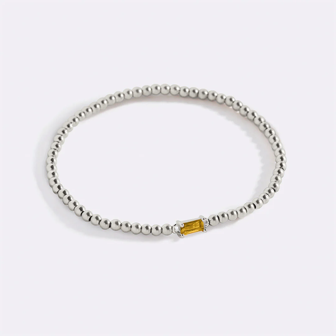 Sterling Silver Beaded Birthstone Bracelet - Image 26
